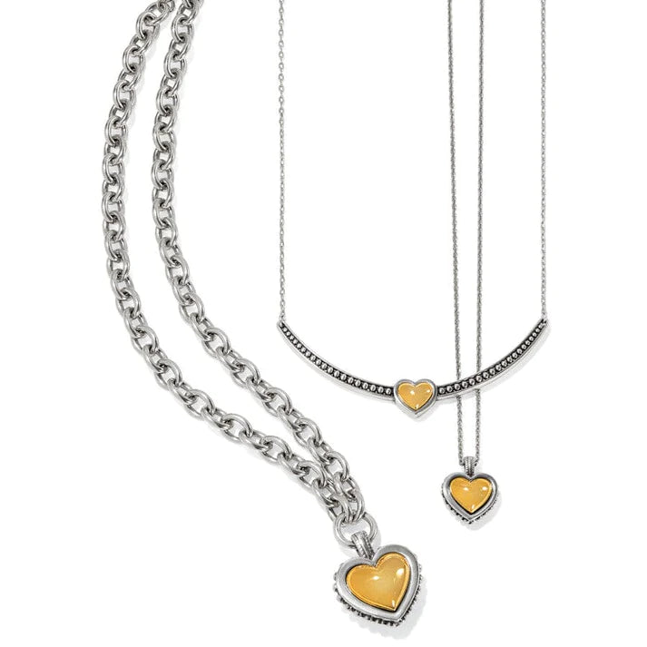 Pretty Tough Bold Two Tone Heart Petite Necklace