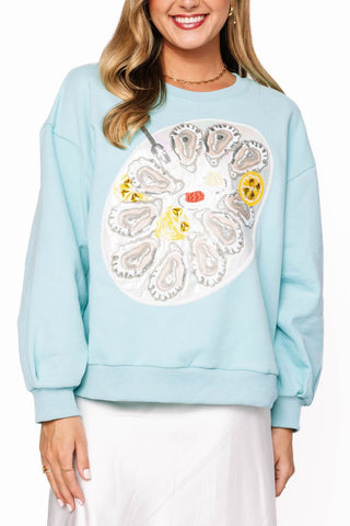 QOS Mint Blue Oyster Platter Sweatshirt