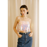 Large Round Reflective Sequin Top • Pink Multi