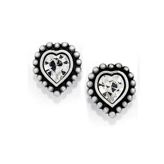 Shimmer Heart Mini Post Earrings • Silver