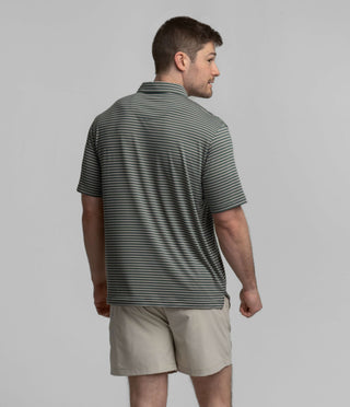 Crestline Stripe Polo - Dark Forest