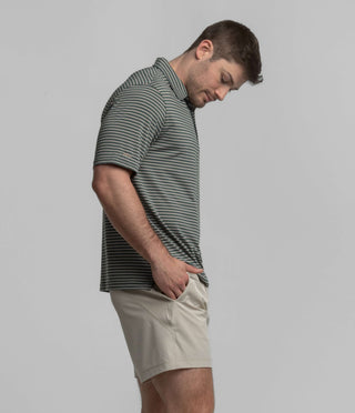 Crestline Stripe Polo - Dark Forest