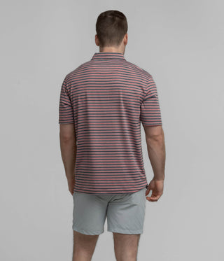 Cahaba Heather Stripe Polo - Black Cherry