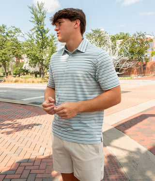 Grant Stripe Polo - Polar Plunge