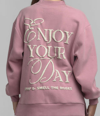Happy Thoughts Puff Print Sweatshirt - Lilas