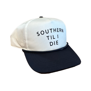 Southern Til I Die 5 Panel Performance Hat • White & Navy