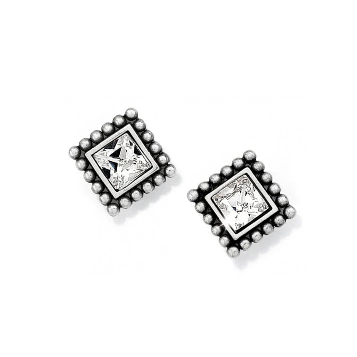 Sparkle Square Mini Post Earrings • Silver