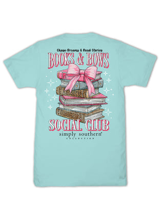 Books & Bows Social Club Tee • Aqua