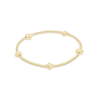 egirl Signature Cross Small Gold Pattern 2mm Bead Bracelet • Gold