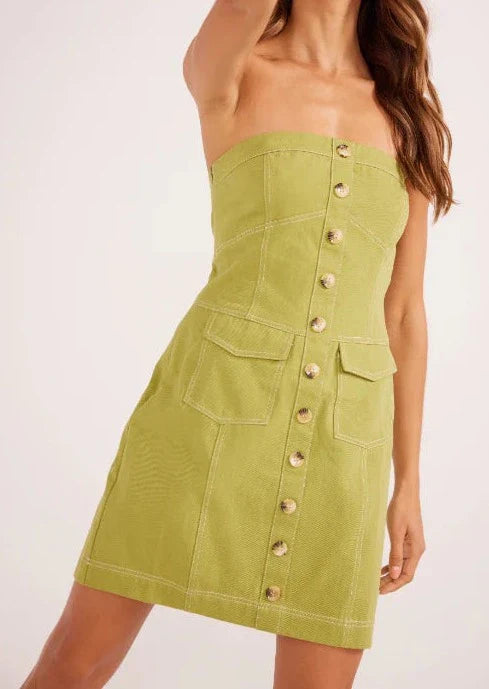 Liora Strapless Mini Dress • Khaki Green