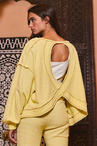 Overlap Open Back Reverse Stitched Top • Baby Yellow