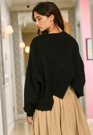 All About It Asymmetric Hem Sweatshirt • Black