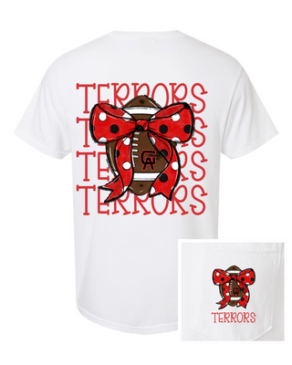 Terrors Football Bow Pocket Tee • White