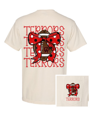 Terrors Football Bow Pocket Tee • Ivory