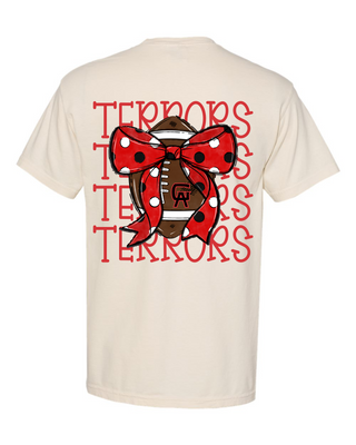 Terrors Football Bow Pocket Tee • Ivory