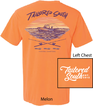 Tailored South Fishing Charters Tee • Melon