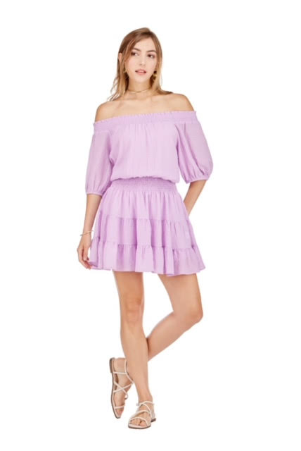 Off Shoulder Tier Dress • Lavender