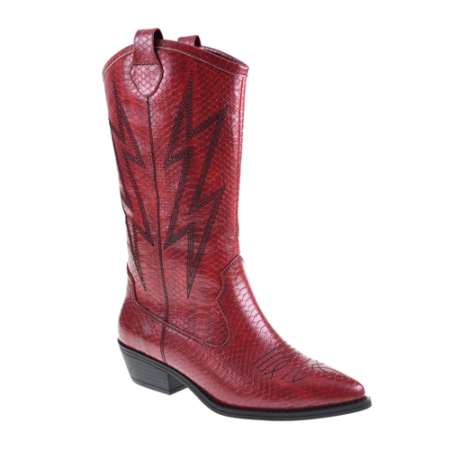 Josea Snakeskin Cowgirl Boots • Red