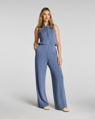 Spanx Airessentials® Shawl Collar Half Zip Jumpsuit • Rain