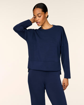 Spanx AirEssentials® Crewneck Long Sleeve Top • Timeless Navy