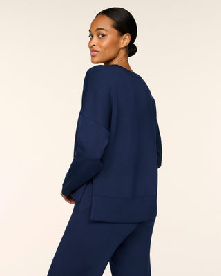 Spanx AirEssentials® Crewneck Long Sleeve Top • Timeless Navy