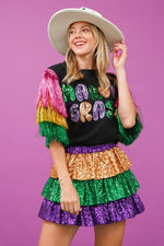 Mardi Gras Party Tiered Skirt • Purple + Gold