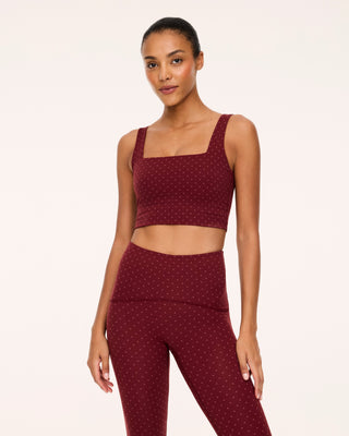 Spanx® BoostUp Cropped Square Neck Shelf Tank • Micro Dot Very Rich Red