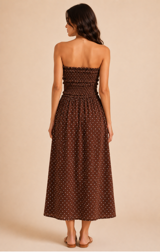 Lily Strapless Polka Dot Dress • Chocolate & Cream