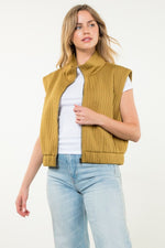 Today's Forecast Textured Zip Up Vest • Olive