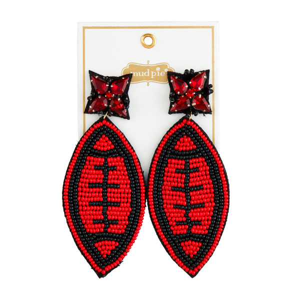 Red Football • Beaded Earrings