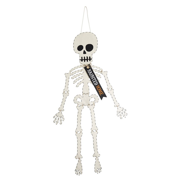 Skeleton Halloween Door Hanger • White