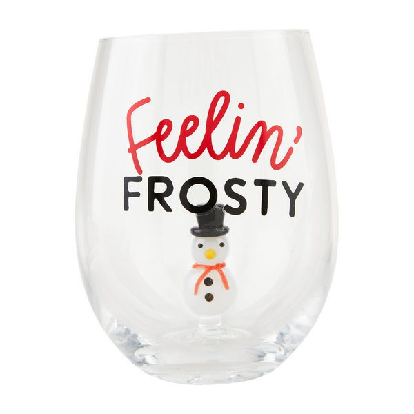 Christmas Icon Wine Glass • Snowman