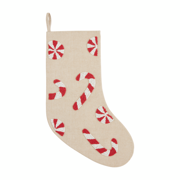 Beaded Stocking • Candy Cane