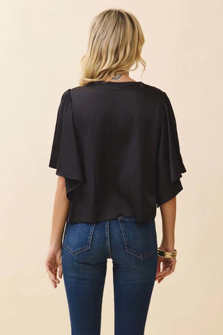 Nellie Draped Sleeve Top • Black