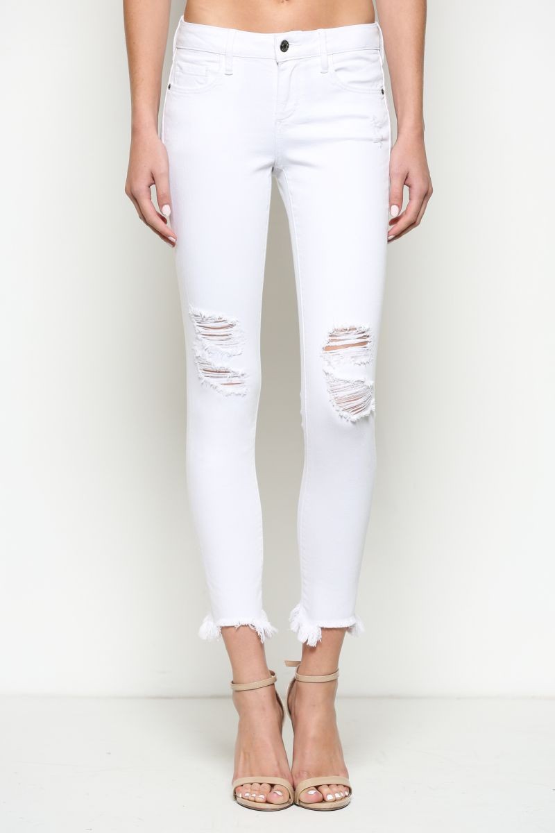 Amelia Distressed Skinny Jeans • White