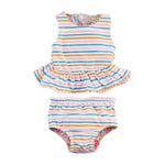 Floral Stripe Reversible Swimsuit and Headband