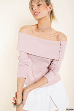 Textured Knit Off The Shoulder Top • Blush