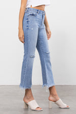 Distressed Frayed Flare Jeans • Light Wash