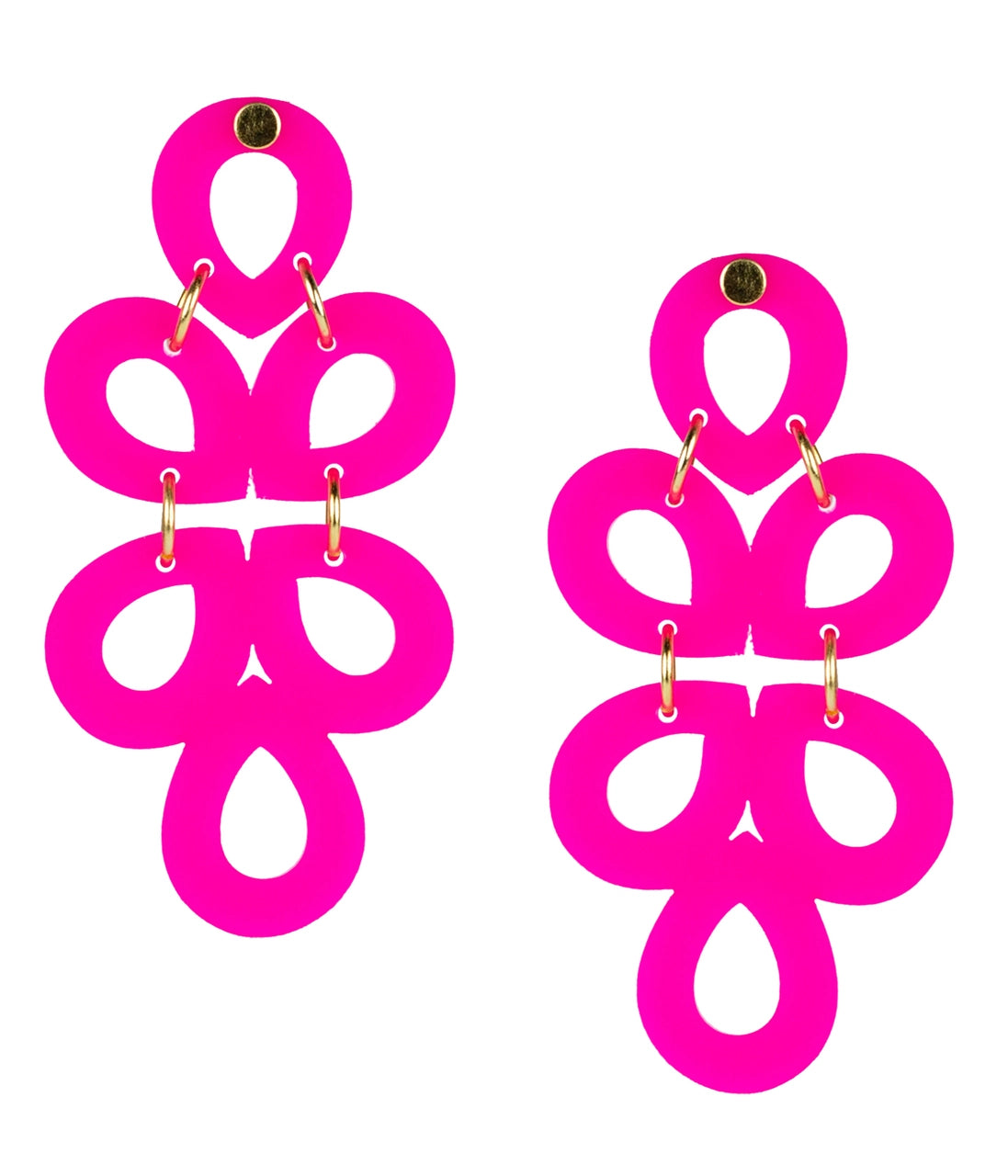 Acrylic Ginger Earrings • Hot Pink