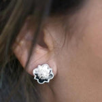Engraved Sterling Silver Quatrefoil Stud Earrings