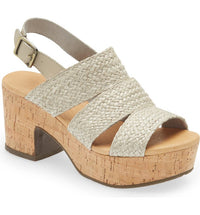 Gayla Raffia Grey Platform Wedge