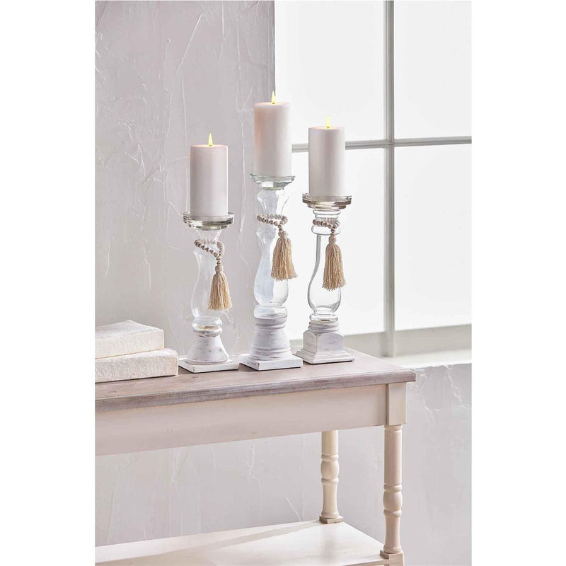 Glass and Wood Candlestick