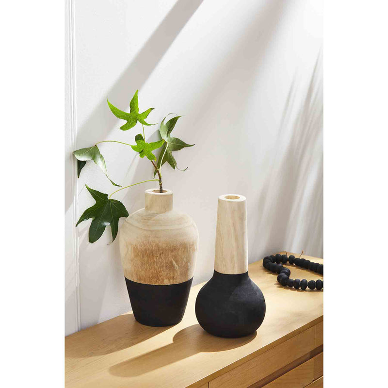 Skinny Neck Paulownia Vase • Black