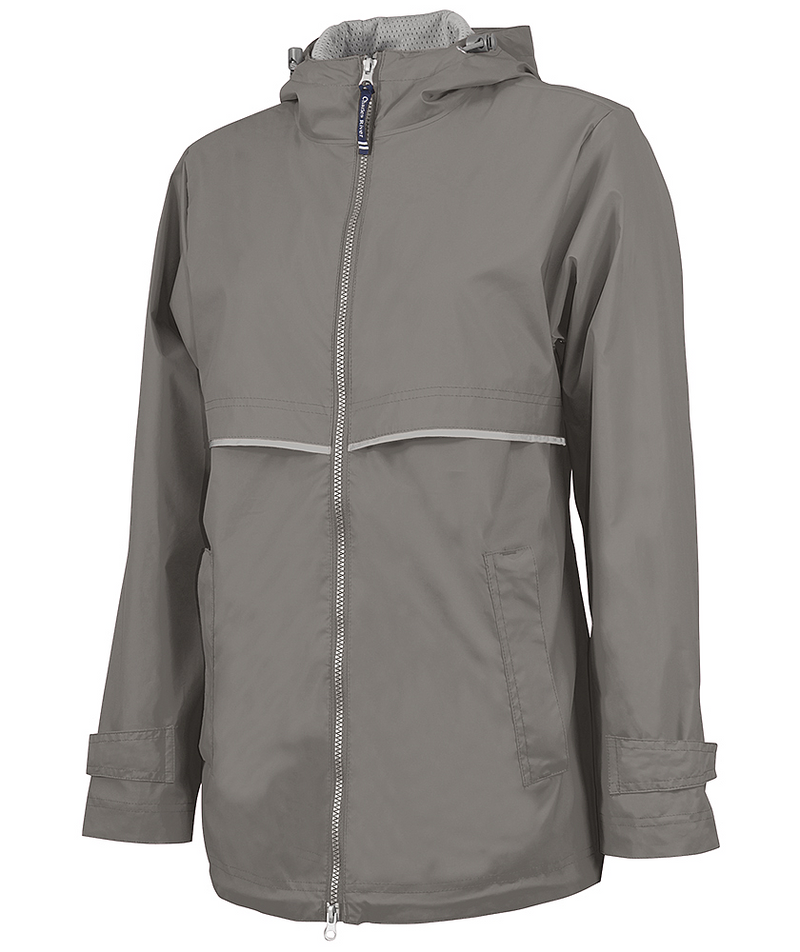 Monogrammed Full Zip Rain Jacket • Grey