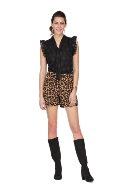 Pleated Short • Brown Leopard
