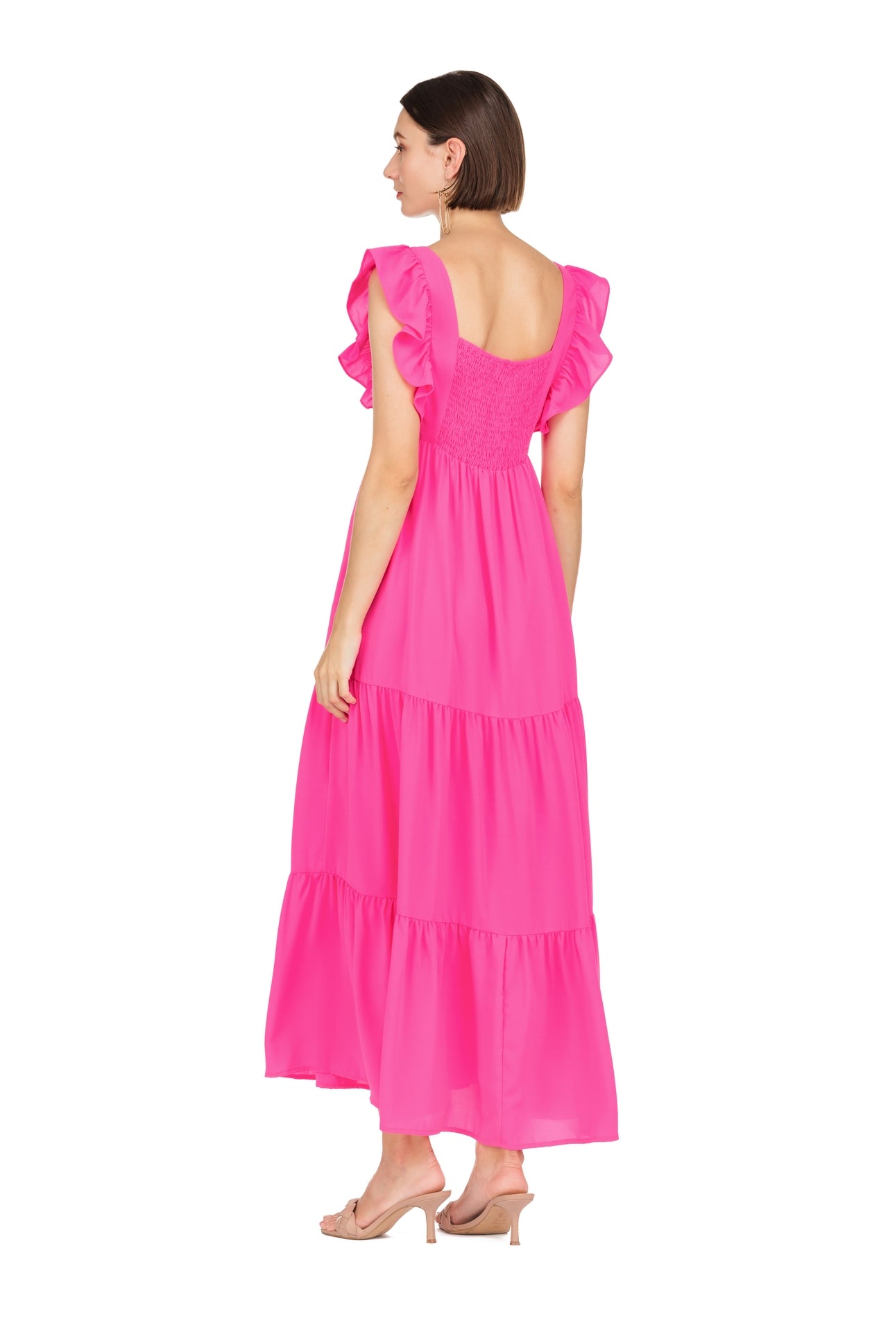 Square Neck Maxi Dress Hot Pink L / Hot Pink Square Neck Maxi Dress Hot Pink L / Hot Pink
