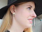 Engraved Sterling Silver Pearl Stud Earrings