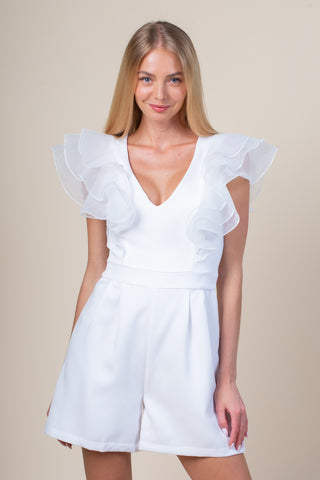 Marry Me Ruffle Layered Romper • White