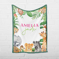 Custom Children's Name Blanket • Jungle Watercolor