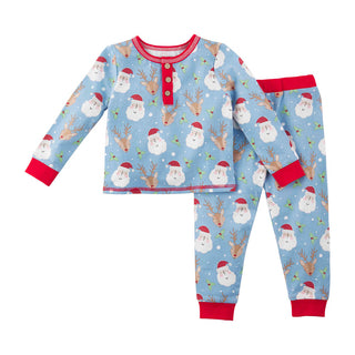 Boy's Vintage Santa Pajama Set • Blue